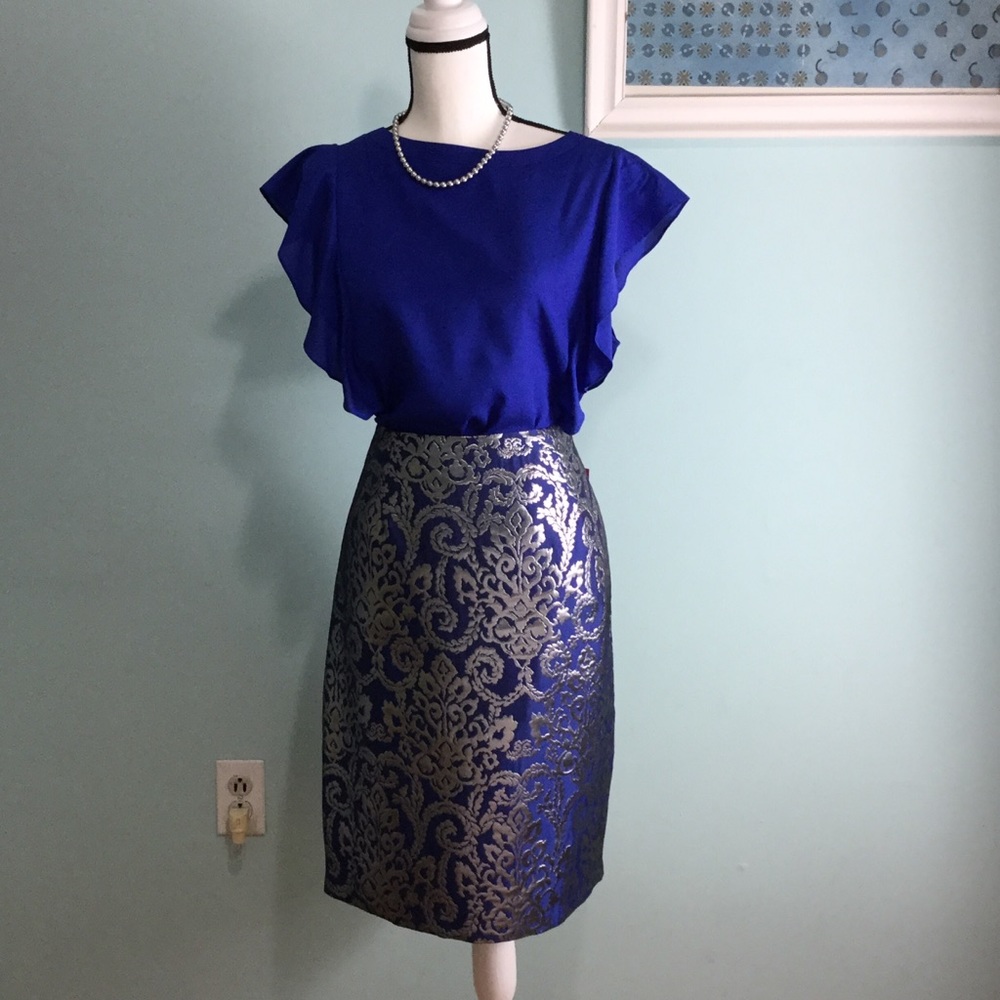 Sunny Leigh-Royal Blue/Silver Metallic Skirt - Picture 4 of 5
